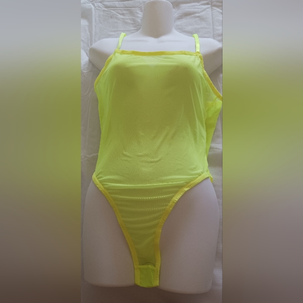 Mesh one piece neon yellow